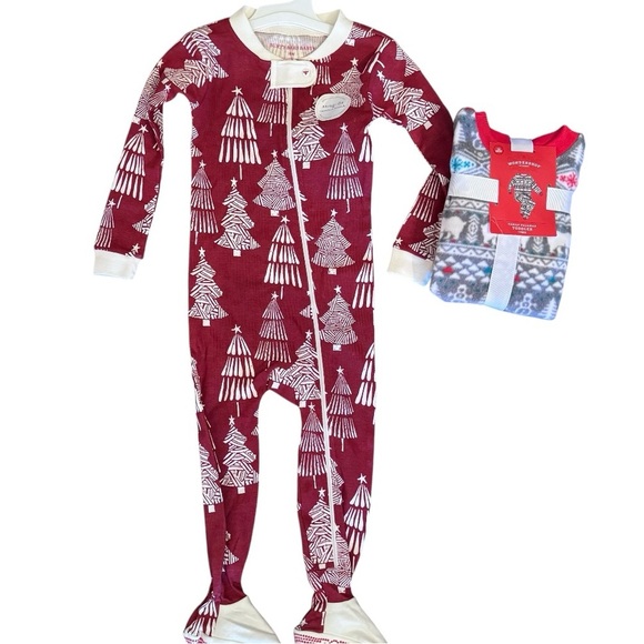 Burt’s bees cat and jack NEW holiday Santa baby outfits winter pajamas 18 months - Picture 3 of 3